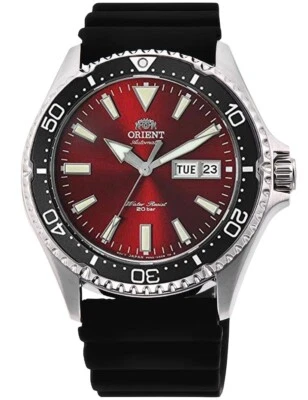 Orient Automatic Diving Sports 200m 'Kamasu' mostrador vermelho pulseira de borracha RA-AA0003R - Imagem 1 de 4