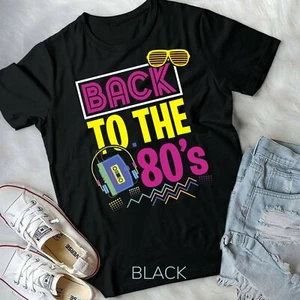 80s party theme party outfit costume vintage retro T-Shirt Unisex T-shirt - Picture 1 of 11