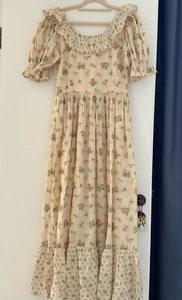 Women 100% Organic Cotton Vintage Style Dress-Floral Printed Lupine - Picture 1 of 7