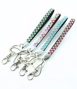 Bling Plaid Rhinestone Key Fob Wristlet key chain - Picture 1 of 9