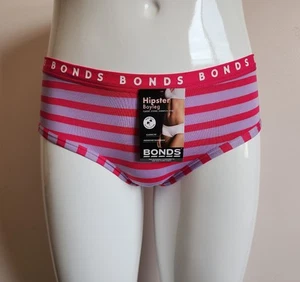 Bonds Ladies WUU6A 2R7 Rise Up Stripe Printed Hipster Boyleg Brief Size 12 New - Picture 1 of 5