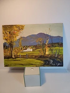 Landscape Farmhouse Painting Signed Gary Smith '64  Acrylic On Canvas Board.  - Picture 1 of 8