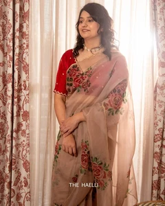 Organza Blanco Lentejuelas Bordado Sari Diseñador Bollywood Fiesta Ropa Mujeres Sari - Imagen 1 de 7