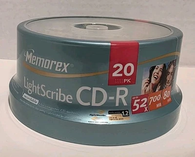Memorex LightScribe CD-R 52X 700MB 80min 20 Disc Pack NEW SEALED - Image 1 of 3