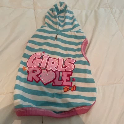 Sudadera con capucha a rayas azul y blanca para niñas Rule Pet Foto 1 de 2