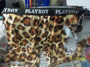 1 PR HOMBRE~PLAYBOY~MANCHAS DE LEOPARDO CON CONEJITO~CALZONCILLOS BOXER DE PUNTO "SEDOSO"~NUEVO CON ETIQUETAS~TALLA GRANDE - Imagen 1 de 3