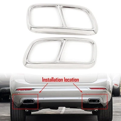2x Steel Rear Exhaust Muffler Tail Pipe Cover Trim Fit Volvo XC90 2015-2019 2018 Foto 1 de 4
