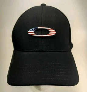 Oakley Stretch Fit Tincan Cap Men's L/XL Black Red White Blue Flag Baseball Cap - Picture 1 of 7