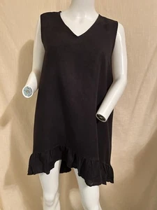 Match Point Tunika Top/Kleid High Low Gr.S 100% Leinen Rüschen ärmellos V-Ausschnitt - Bild 1 von 12