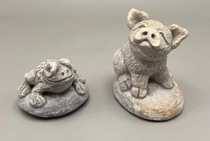 Vintage Menge 2 Bekka Vulkan Asche schwarz Statue handgefertigt Berg Helen Schwein & Frosch - Bild 1 von 9