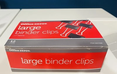 Clips de carpeta Office Depot grandes de 2" de ancho 1" tapa caja de 12 unidades - negro/plateado Foto 1 de 4
