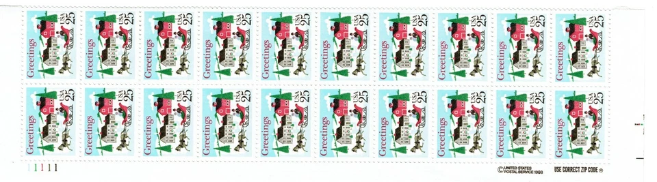 U.S. #2400 1988 25¢ Sleigh and Village Scene Contemporary Christmas  MNH OG - Image 1 of 1