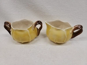 HANDLED LEAF CREAMER & SUGAR BY ROYAL COPLEY, ROYAL WINDSOR, SPAULDING - Picture 1 of 9