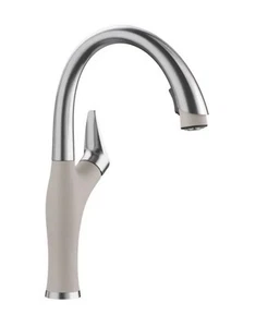 Rubinetto Cucina Blanco Artona 1,5 Estraibile Silgranit Grigio Inox Barra Singola - Foto 1 di 20
