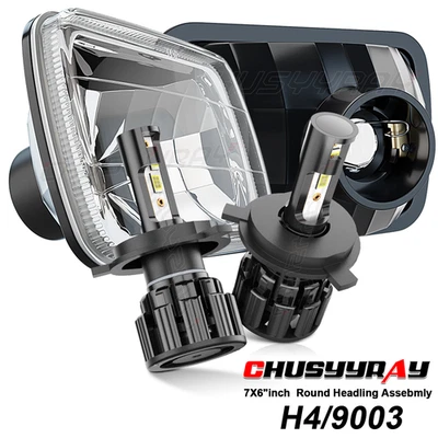 a Pair 7x6" Headlights Hi/Lo beam DRL 7"x 6" H6054 For Chevy El Camino Malibu - Изображение 1 из 4