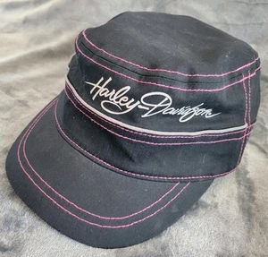 Harley Davidson Cadet Hat Style Womens Black NEON PINK One Size Strap Back - Picture 1 of 7