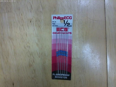 ECG 1/2WATT 620 OHM RESISTENCIA IGNÍFUGA 6 POR PAQUETE 2% R162, NOS Foto 1 de 3