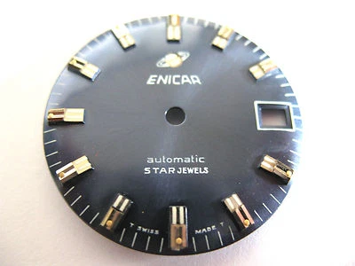 ENICAR 1145 NEW STAR JEWEL BLUE DIAL SILVER BATONS 28.90MM DIAMETER - Image 1 of 4