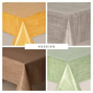 Plain Hessian Textured Pvc Wipe Clean Vinyl Table Cloth Indoor Outdoor Multi Oil - Picture 1 of 7