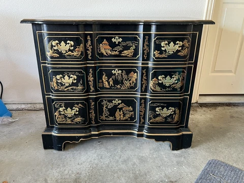 Drexel Heritage Et Cetera Chinoiserie Black Lacquer Dresser Cover