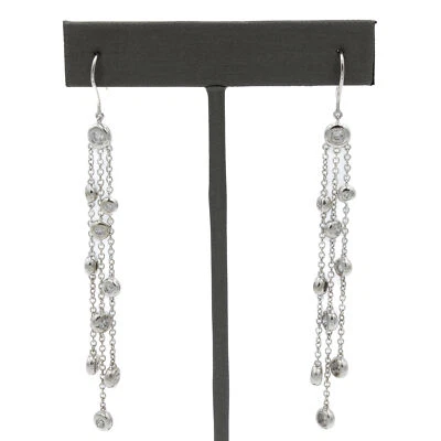 Pendientes de cadena colgante de araña de oro blanco de 14 k y diamantes de 0,75 quilates #E23-175 Foto 1 de 4