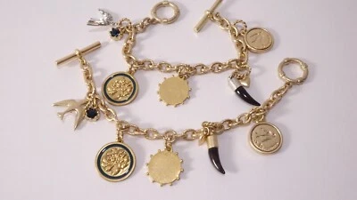 Pulsera Banana Republic Mujer Azul Piedra Esmalte Paloma Corazón Dije Palanca Nueva Sin Etiquetas  Foto 1 de 4