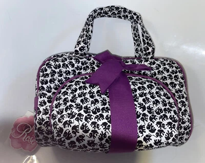 Once Upon A Rose Juego de 2 bolsas de maquillaje cosmético púrpura y blanco e/elefantes Foto 1 de 4