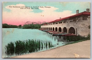 Postcard A 465, Boathouse & Lagoon, Garfield Park, Chicago - Picture 1 of 2