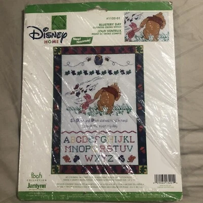 Janlynn Disney Home BLUSTERY DAY Pooh Counted Cross Stitch #1132-01  - 14”x19” - Image 1 of 3