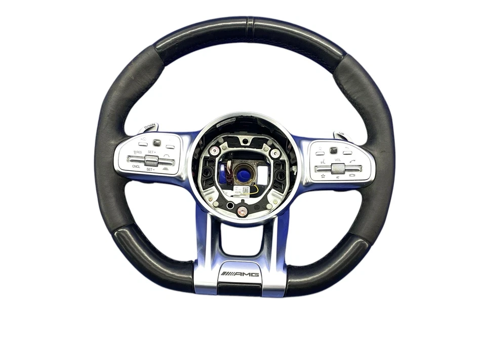 2018-2023 MERCEDES S63 FRONT LEFT DRIVER FLAT BOTTOM STEERING WHEEL LEATHER - Image 1 of 4