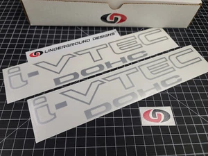 I-VTEC DOHC Decals (2pk) 2-Tone Door Rocker Panel Racing Stickers For Civic Si R - Picture 1 of 16