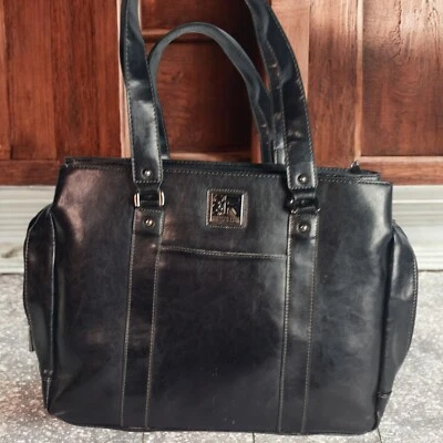 Kenneth Cole Reaction Grande Cuero Negro Maletín Laptop Bolso Estuche de Viaje Foto 1 de 4