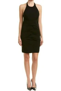 Nicole Miller Collection Tidal Pleat Halter Sheath Dress Black Sz M NWT $295 - Picture 1 of 8