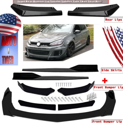 For Volkswagen Jetta Front Bumper Lip Spoiler Splitter Body Kit+Side Skirts - Image 1 of 4