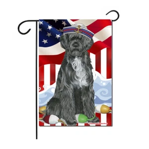 Portuguese Water Dog Patriotic Garden Flag Double Sided 12" x 18" - Picture 1 of 1