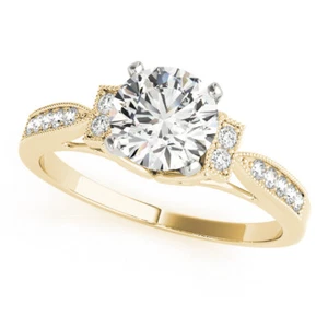 1.15 Ct Round Simulated Diamond Engagement Ring 14K Solid Yellow Gold Size 5.5 - Picture 1 of 5