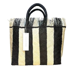 VERONICA BEARD x Dans La Main Stripe Natural Woven Straw Tote Bag (MSRP $325) - Picture 1 of 5