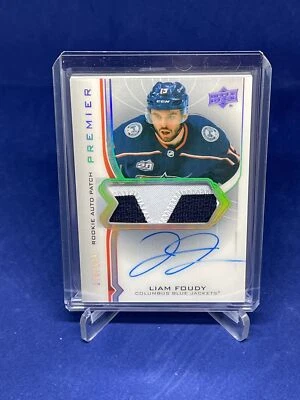 LIAM FOUDY 2020-21 UPPER DECK PREMIER RPA ROOKIE PATCH AUTO RC #D 76/149 - Image 1 of 2