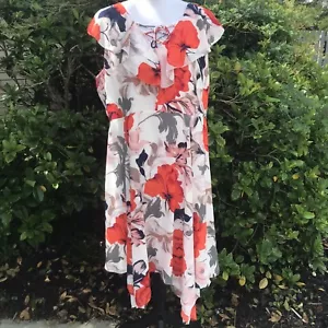 Ivanka Trump Dress A-Line Sleeveless Ruffle Neck Asymmetrical Hem Lined Size 16 - Picture 1 of 10