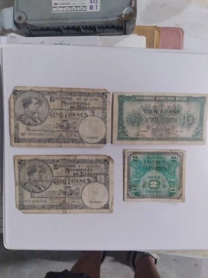 Vintage Belgium 10,5,2 Francs Banknote Banque VYF CINO Francs various bills as - Image 1 of 4