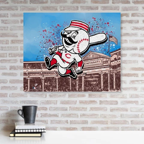 Cincinnati Reds Unsigned Stretched 20x24 Canvas Giclee Print-Design by Maz Adams Cover