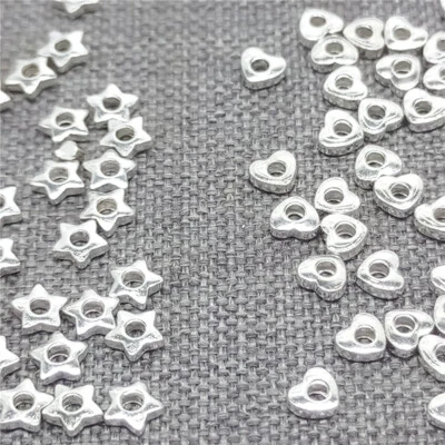 80pcs of 925 Sterling Silver Bulk Tiny Love Heart Star Spacer Beads for Bracelet - Image 1 of 4