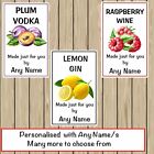 8 Personalised wine/Bottle Labels, Stickers, Homemade Gin, Vodka, Whiskey,Brandy