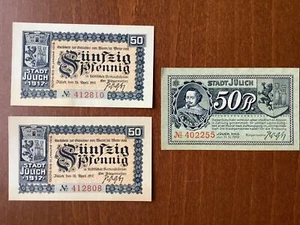 Notgeld Stadt Jülich 1917 /1919 3 Scheine kfr. - Bild 1 von 2