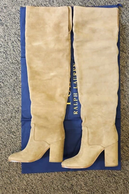 New Polo Ralph Lauren Women's Emmalyn Thigh-High Leather Boots - Camel - Size 8 - Image 1 of 4