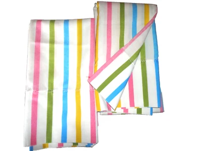 VINTAGE PACIFIC MIRACALE candy stripe pink BLUE (2) STANDARD PILLOWCASES 20X29 - Image 1 of 4
