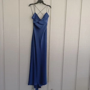 Alice And Olivia Women Montana Maxi Gown Size 10 In Azure Lace Up Strappy Back - Picture 1 of 13