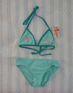 ROXY LOGO Fringe Bikini Set Girls Size 16 Kids 2 Pieces Mint Green Junior - Picture 1 of 5