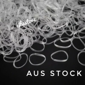 200PC Elastic Rubber Band Hair Tie Mini Braid Kids Ponytail Holder Strong CLEAR - Picture 1 of 5
