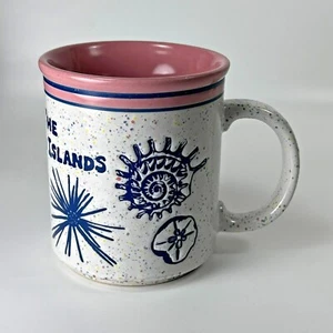 Vtg The Virgin Islands Coffee Cup Mug Sea Shells Muggers 90s Speckled Stoneware - Picture 1 of 9